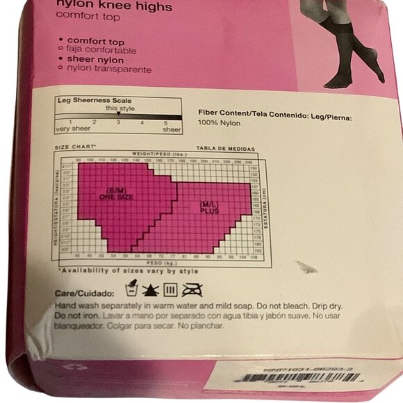 No Nonsense Nylon Knee Highs 8 Pair Pack Sheer Toe Comfort Top Size Plus USA - Picture 3 of 5
